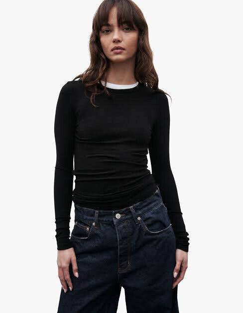 Superette Black Rib Long Sleeve Top