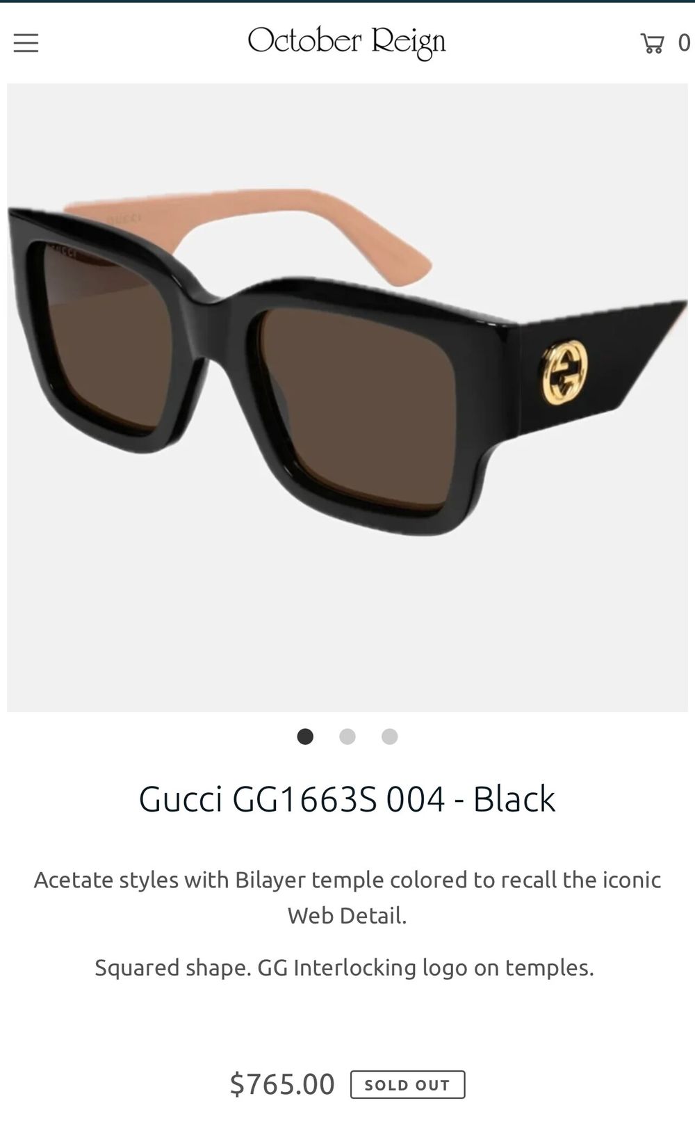 Gucci Black Square Sunglasses