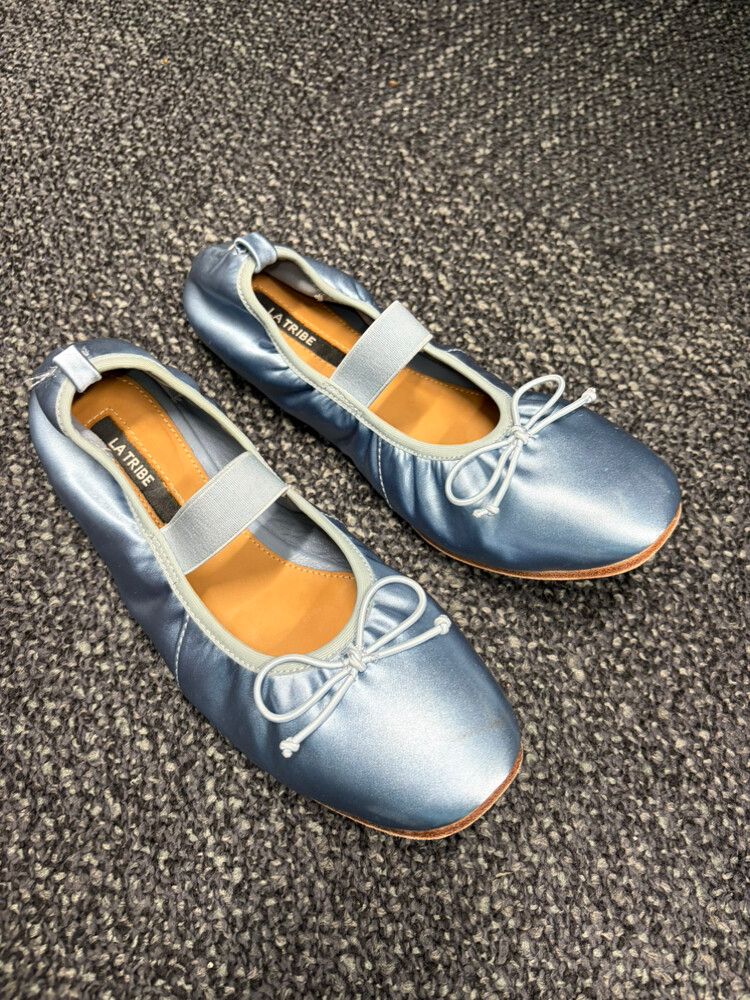 La Tribe Blue Satin Ballet Flats