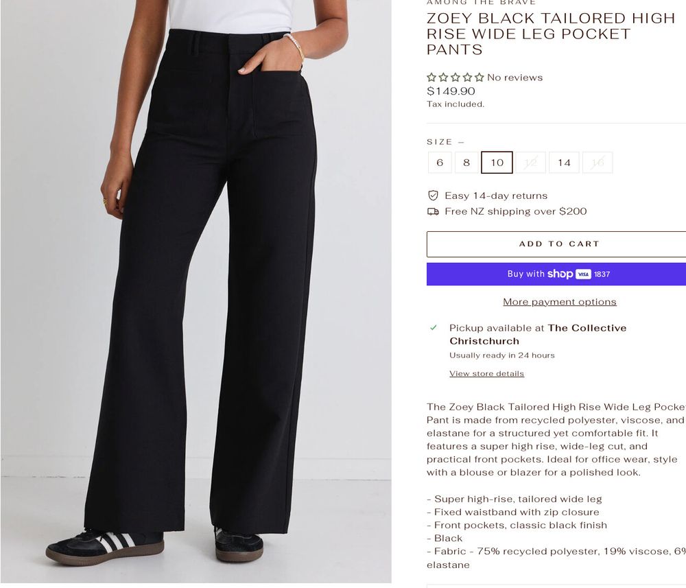 Among The Brave Zoey Black Tailored Wide Leg Pants