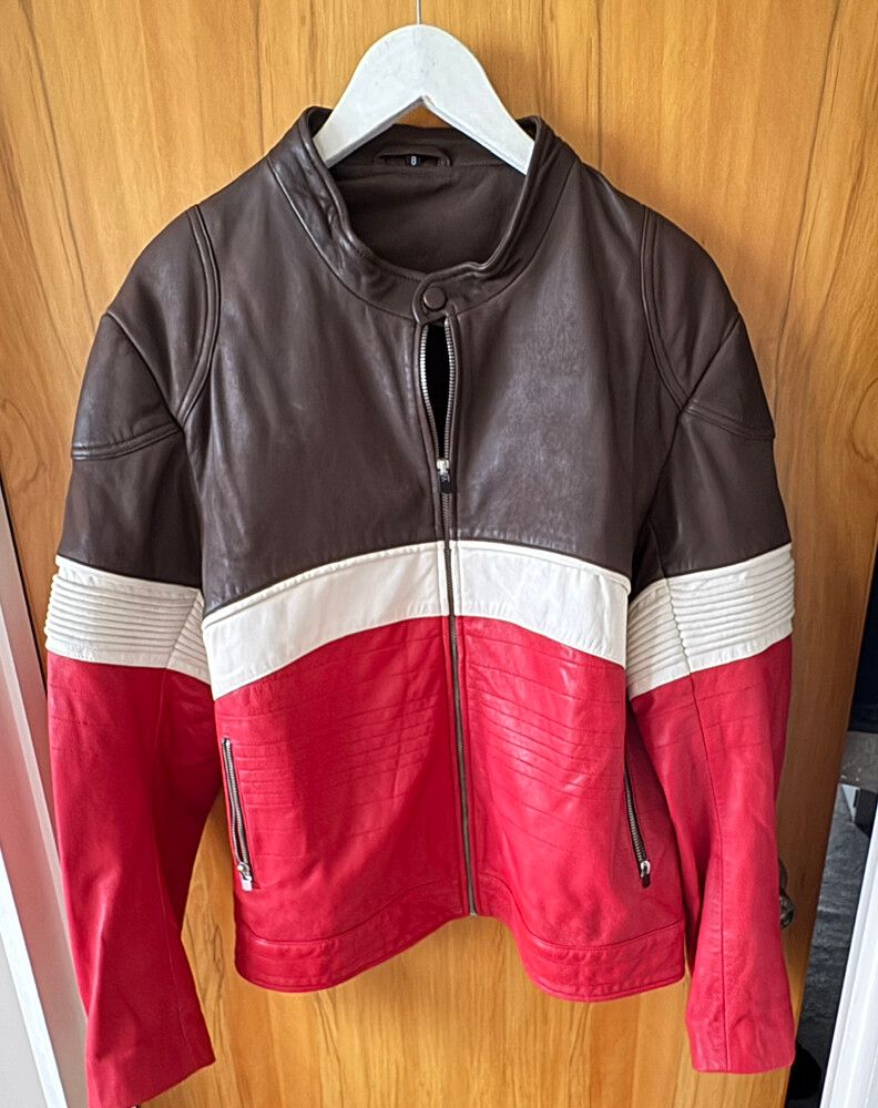 Wynn Hamlin colour block leather jacket