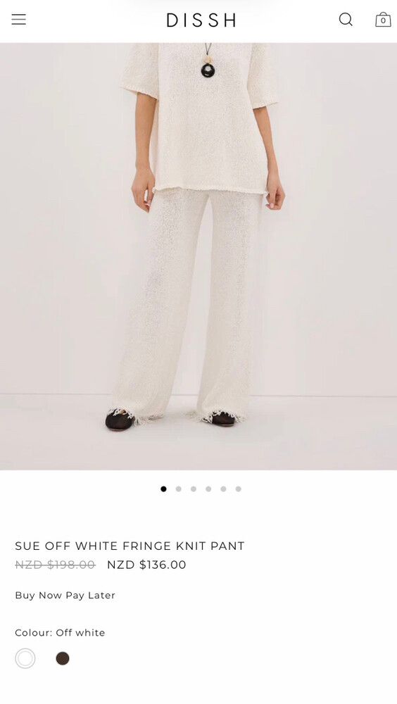 Dissh.  Sue off white fringe pant