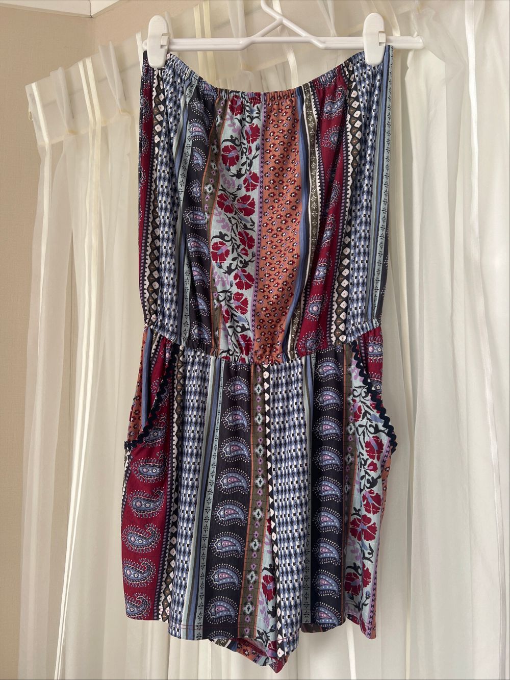 tigerlily pattern strapless playsuit