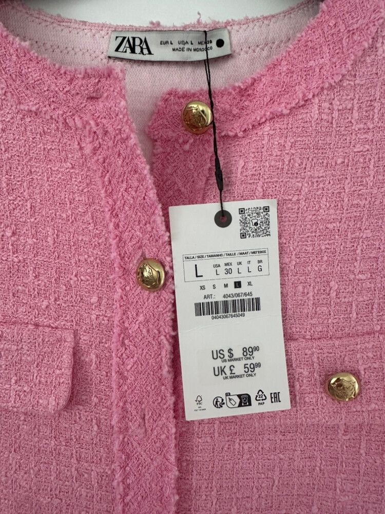 Zara - ZARA pink tweed Chanel style dress on Designer Wardrobe
