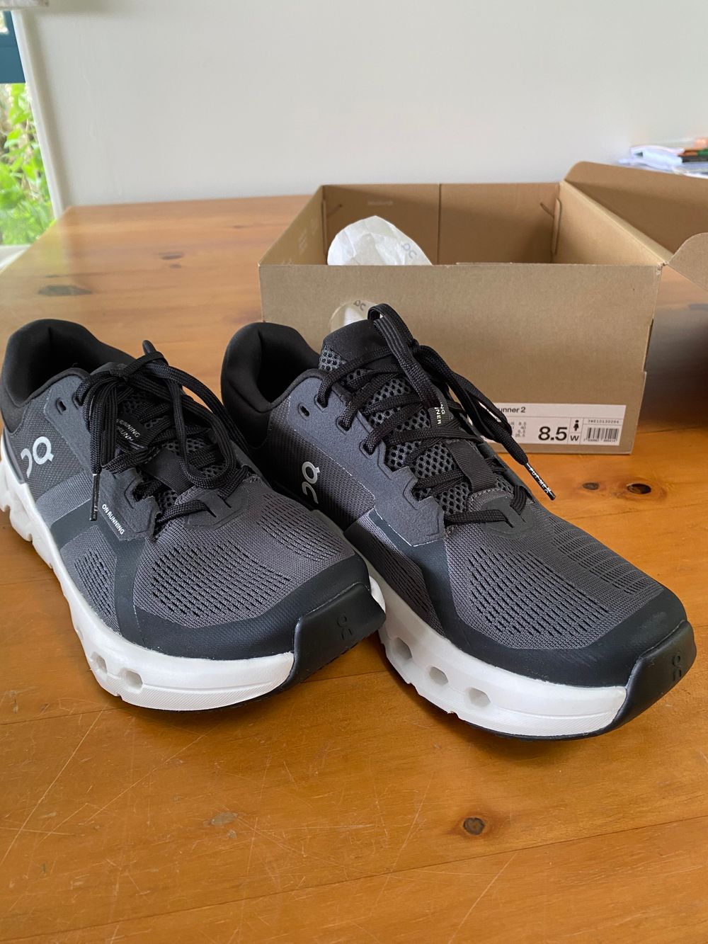 On Running Grey Black Sneakers Size US 8.5