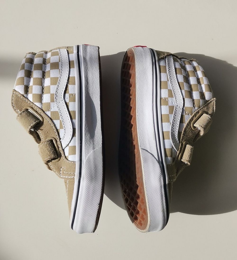 Vans Beige White Checkered Sneakers Size 13.5