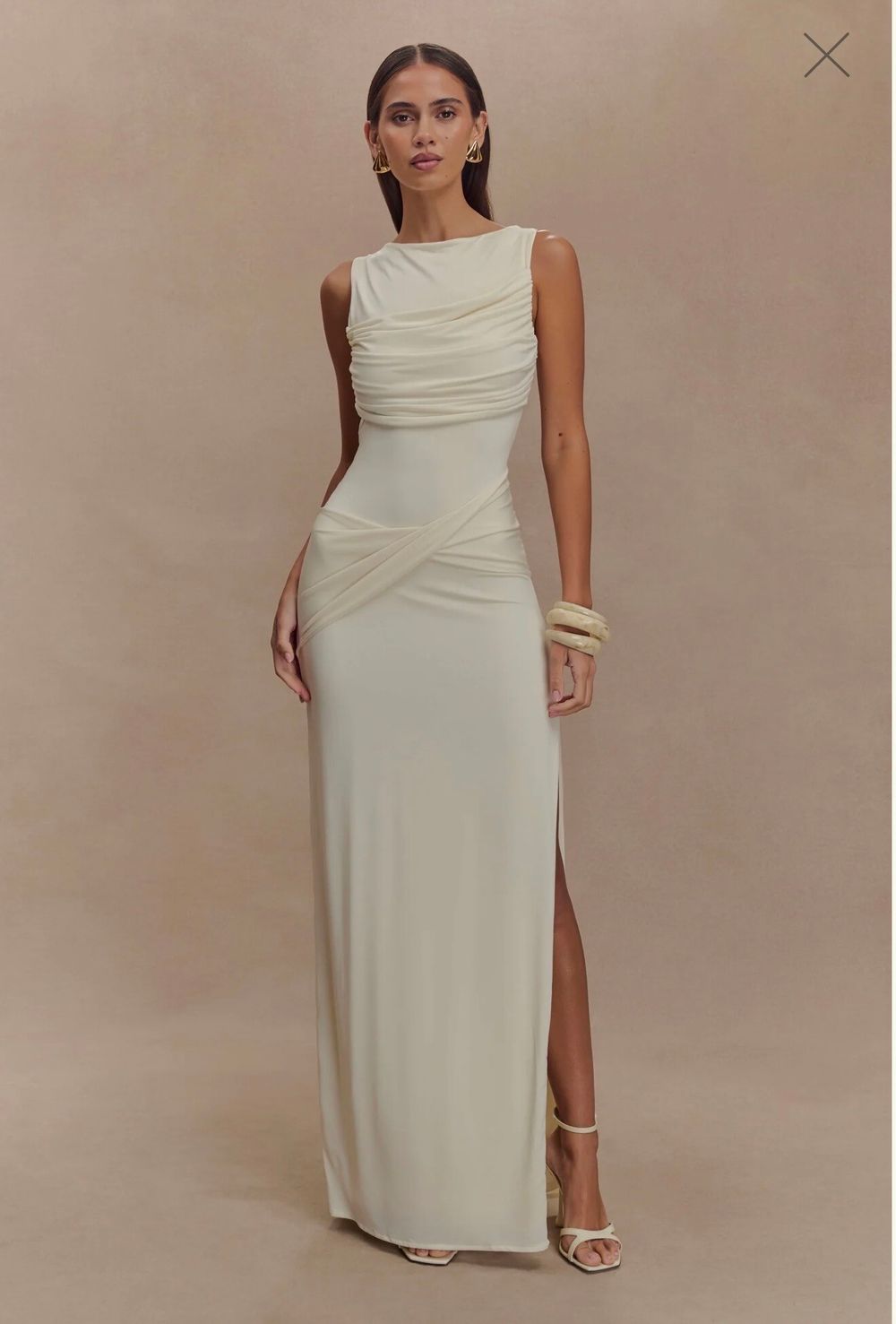 MESHKI Henley Slinky Drape Maxi Dress