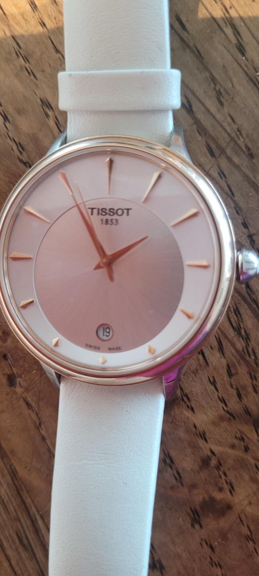 Tissot 1853 White leather strap ladies watch..
