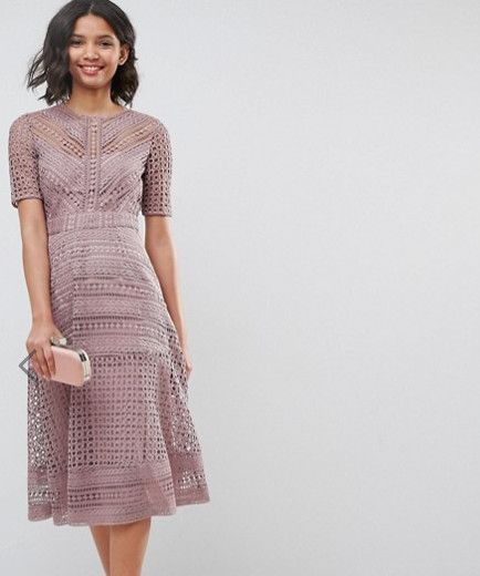 knee length dresses for ladies NEW Asos Maternity Lace Wrap Midi Dress Navy sz Medium – Me n Mommy To Be main image 0