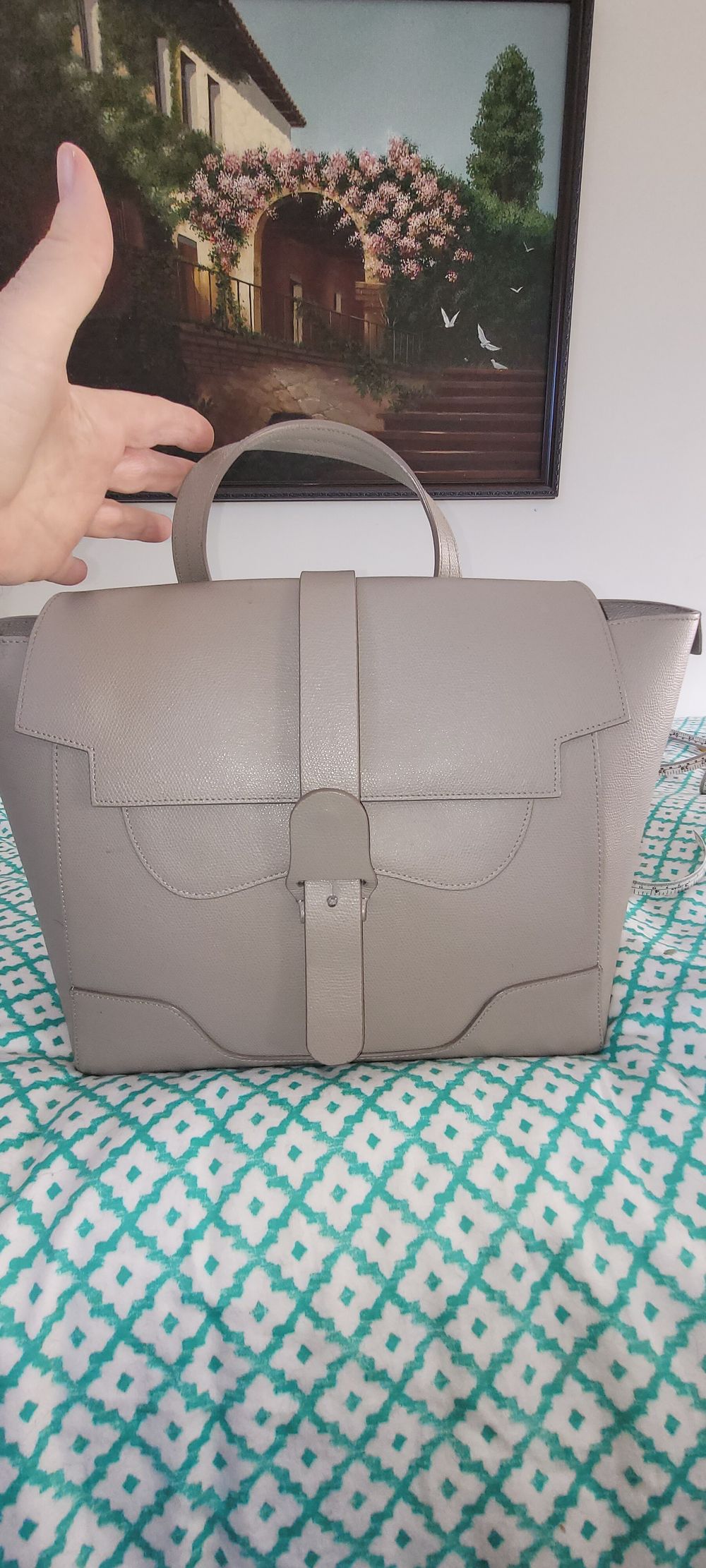 Seneve Grey Leather Backpack