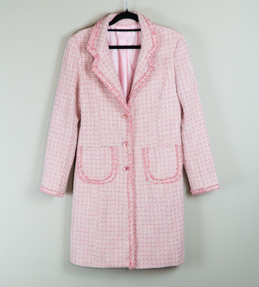 Vintage Chanel-Style Pink Tweed Coat