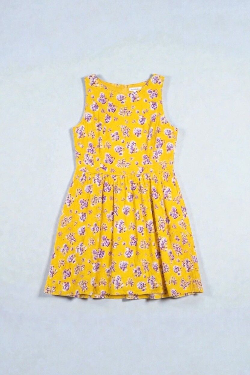 Topshop Skater Dress — Yellow & Lilac Floral, 2010s Indie Tumblr Aesthetic