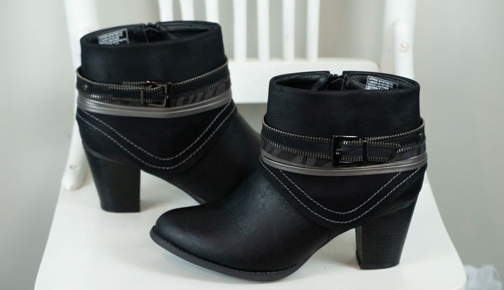 Paloma Rossi Black Ankle Boots — Faux Western, Block Heel