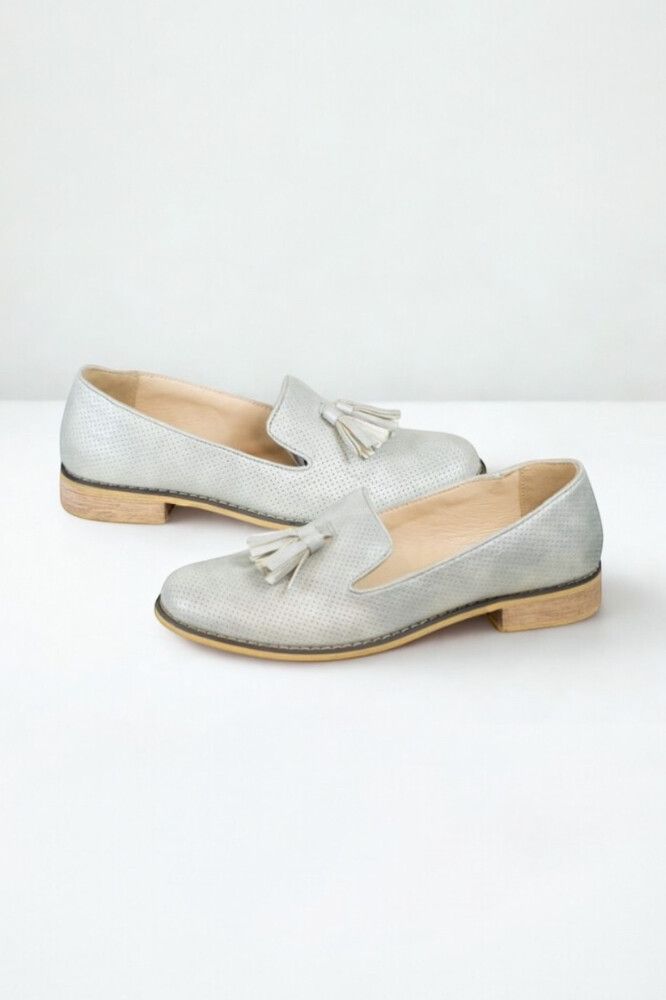 Grey Stone Wash Tassel Loafers