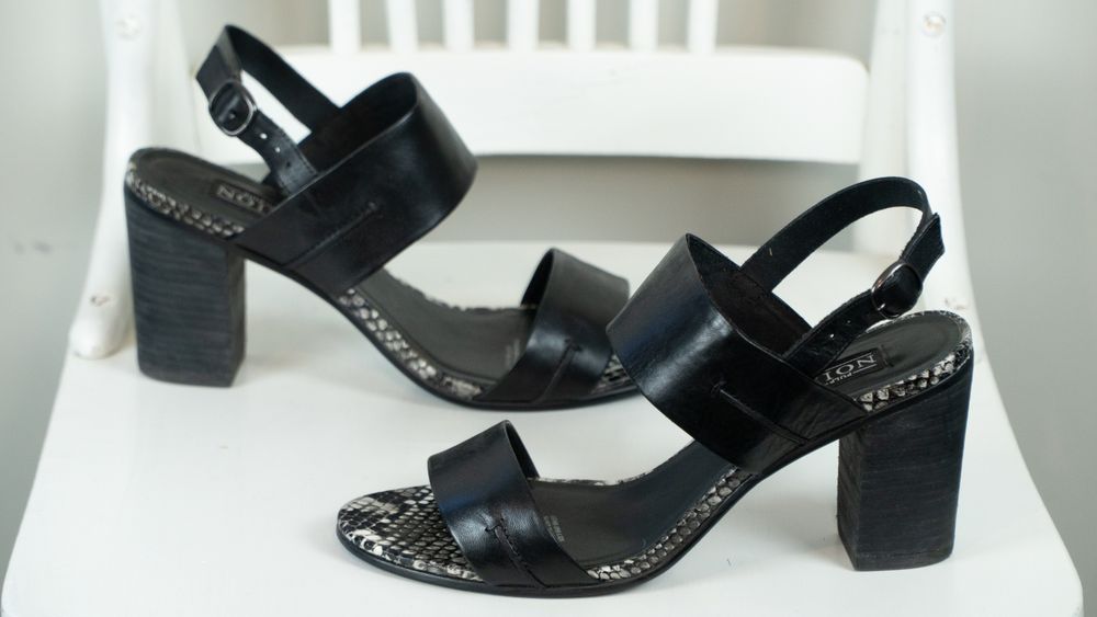 Slingback Snakeskin Block Heel Sandals