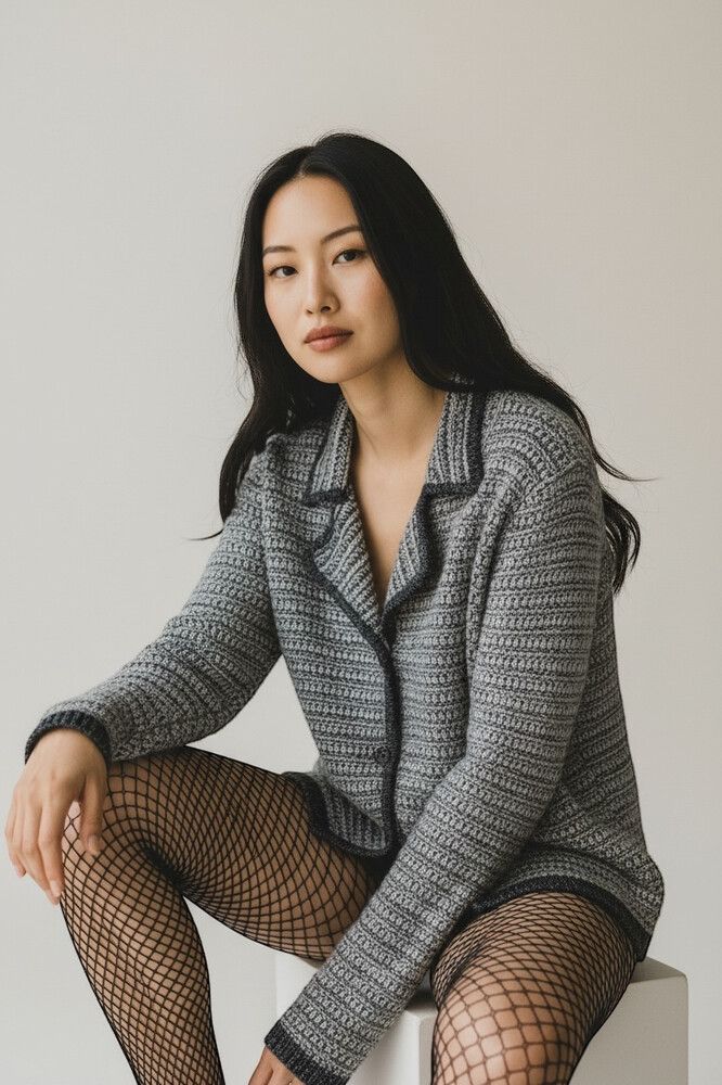 Retro 90s Slouchy Knit Cardigan — Tweed Style, Metallic Thread