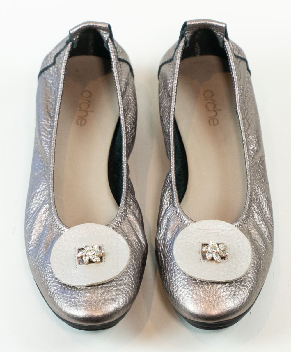 Arche Gold Embellished Laius Ballerinas