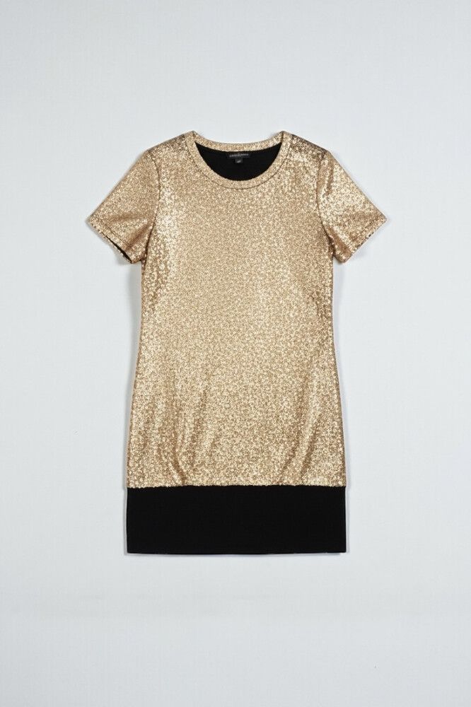 Augustine Rose Gold Glitter T-Shirt Dress — Sheer Hem