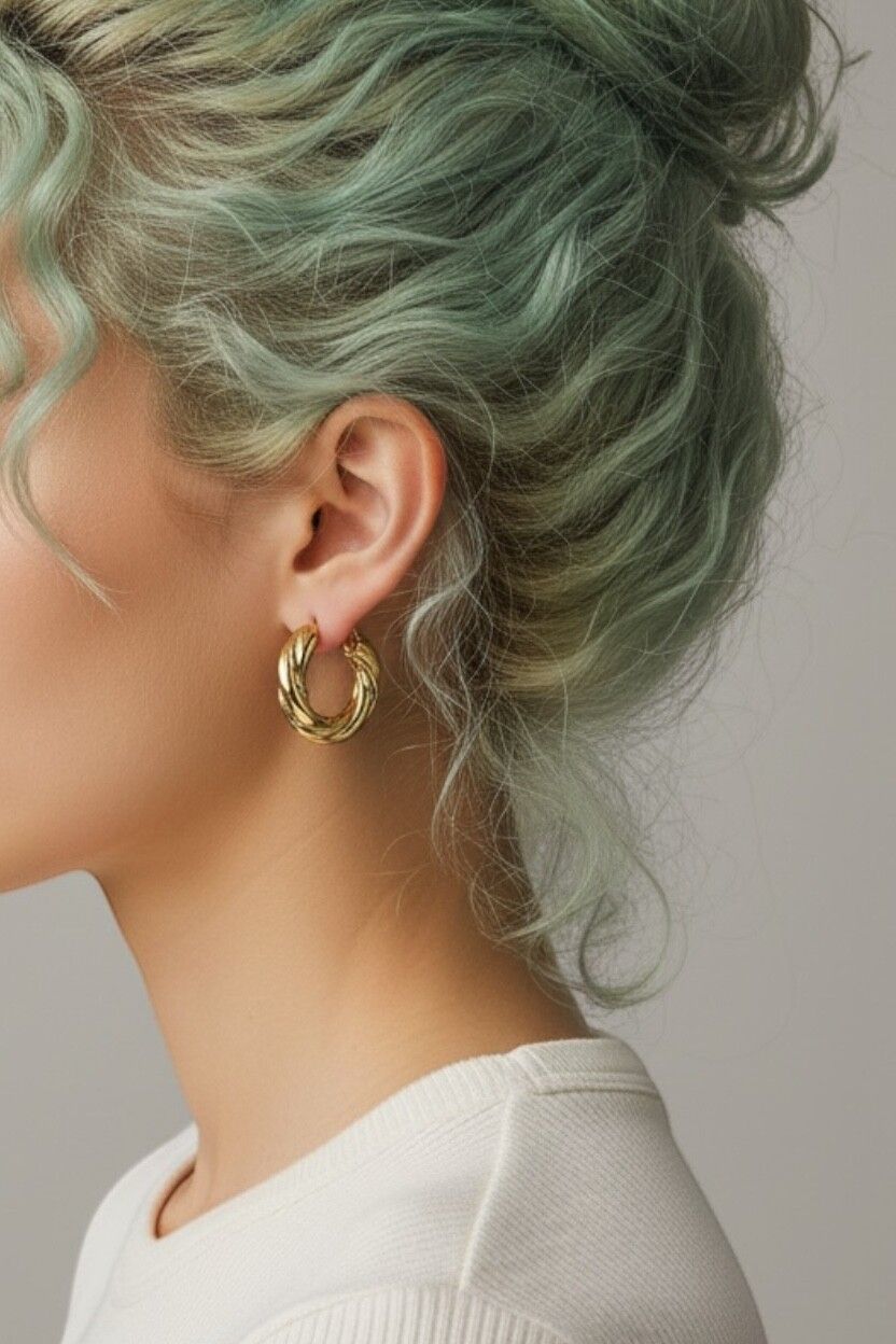 Gold Plated Chunky Twisted Hoop Earrings — Celine x Phoebe Philo Style