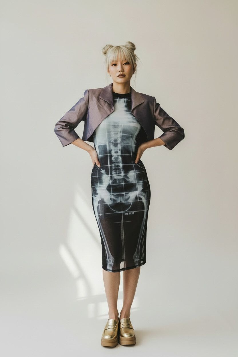 Iridescent Earthy 90s Cropped Bolero Jacket — 3/4 Sleeve, Taffeta, Relaxed Fit