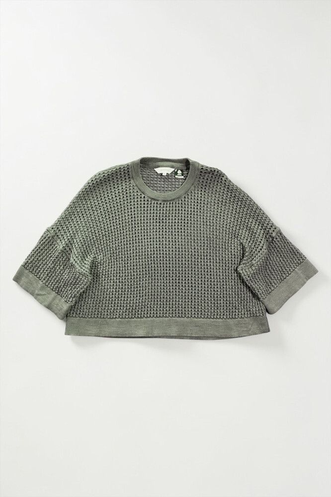 Mineral Oversized Boxy Merino Crochet Knit — Olive / Khaki, Cropped, Wide Knit