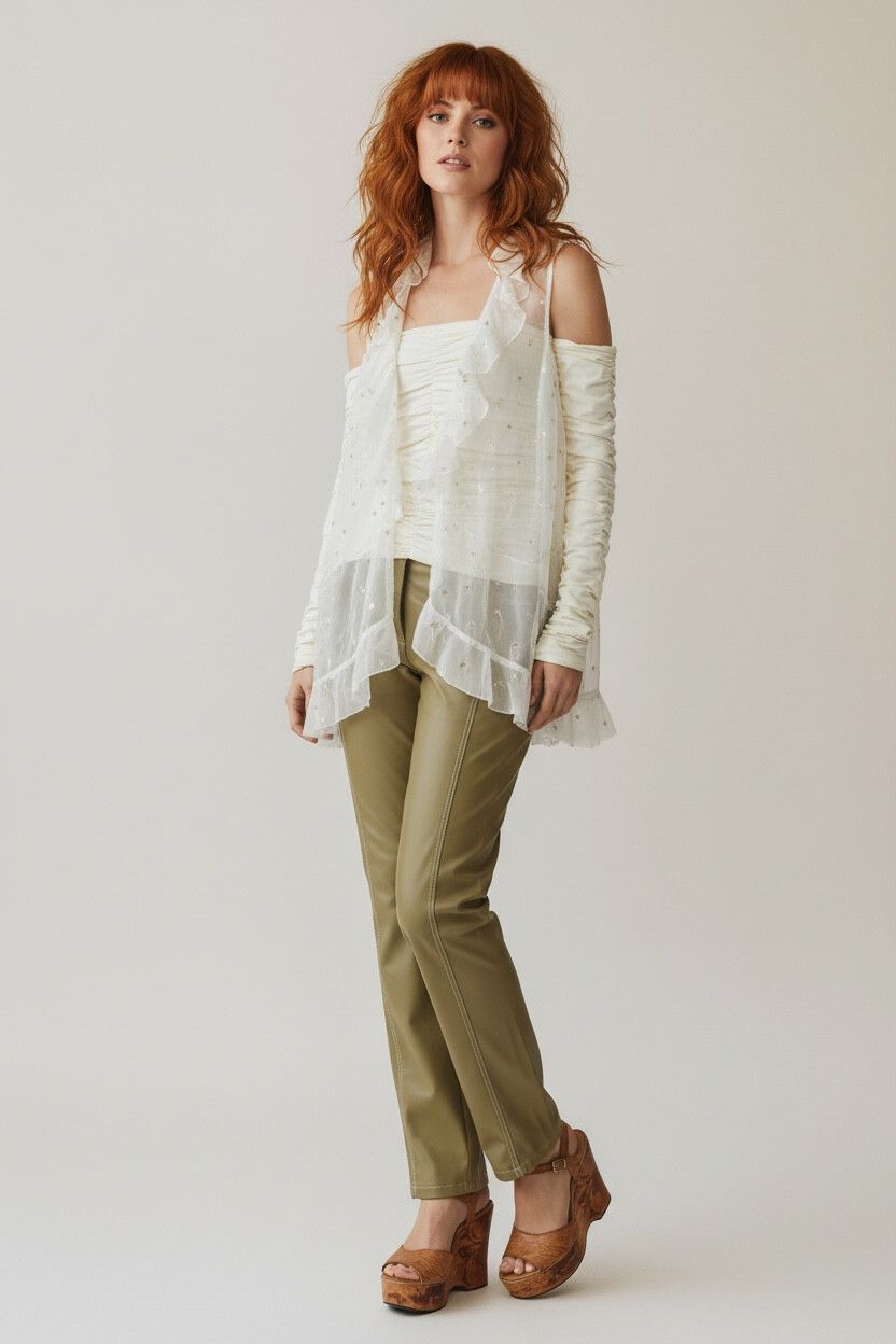 Vintage Trelise Cooper Embroidered Chiffon Ruffle Vest — Sheer, Whimsy, Layering