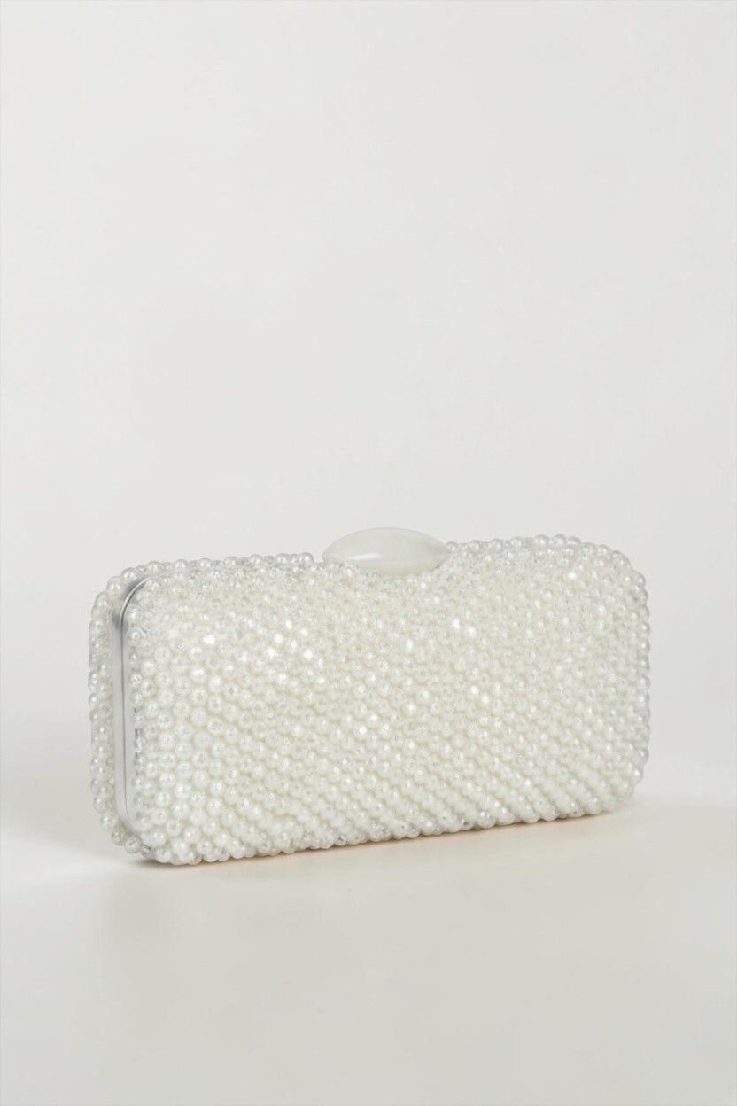 Vintage Untold Pearlescent Beaded Minaudière Bag — Hardshell, Clutch, Purse