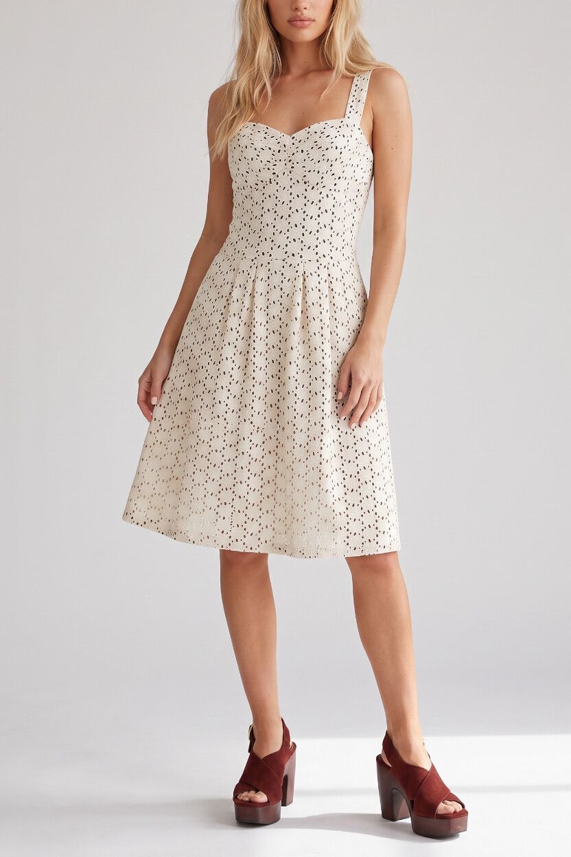 Kate Sylvester Broderie Anglaise Cotton Mini Dress — Cream / Ecru, Embroidered Lace, Cottagecore Dress with Pockets