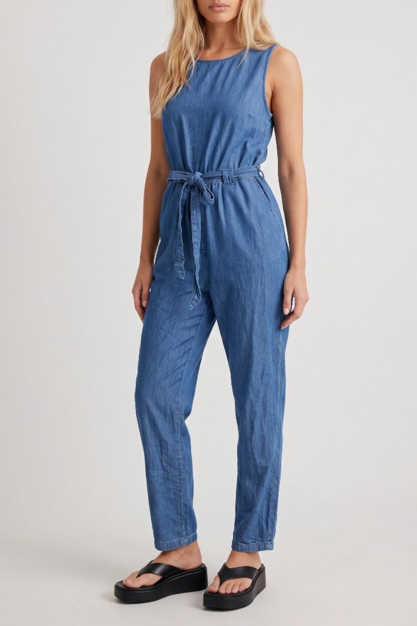 90s Style Light Blue Denim Jumpsuit — Art-Girl, Tomboy, Utility, Dungarees, Overalls, Boiler Suit
