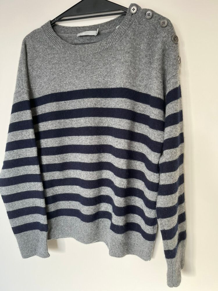 100% cashmere Vince Grey Navy Stripe Jumper