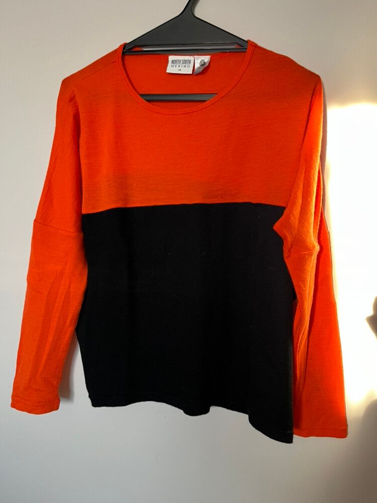 North South Merino Orange and Black Top
