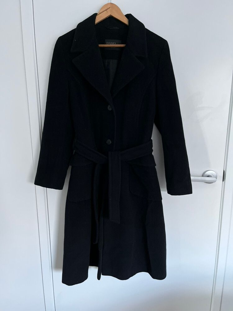 Wool/Cashmere Damo Black Coat