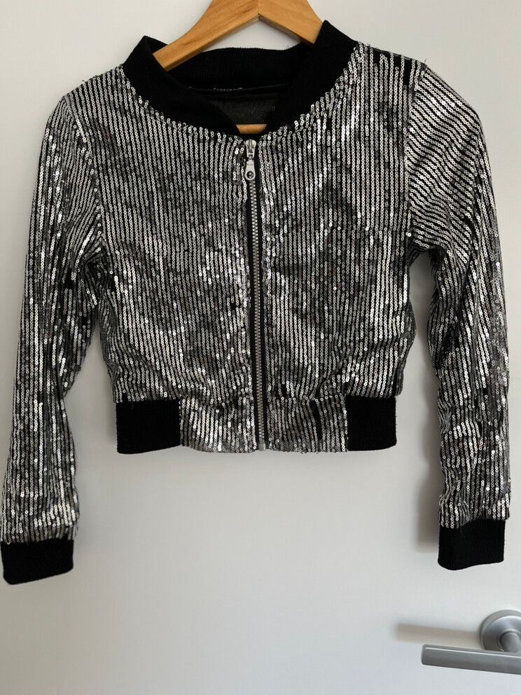 Sequin Crop Bomber Jacket
