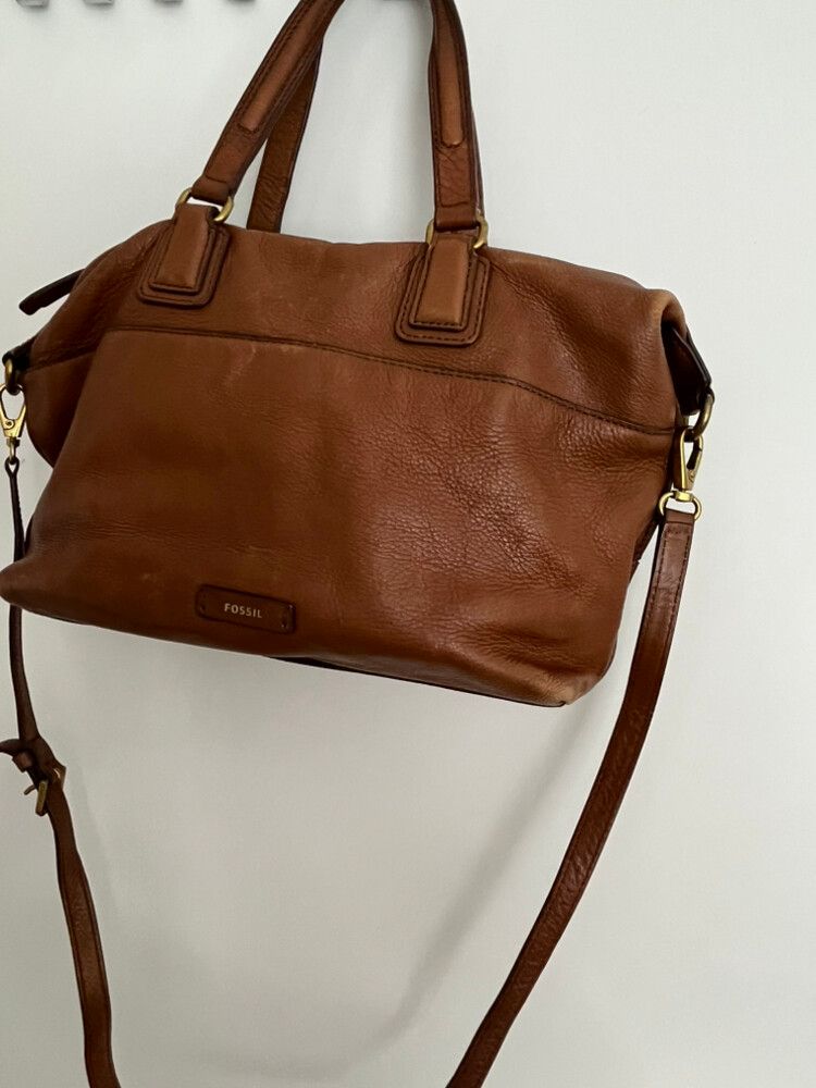 100% Leather Fossil Brown Satchel Handbag