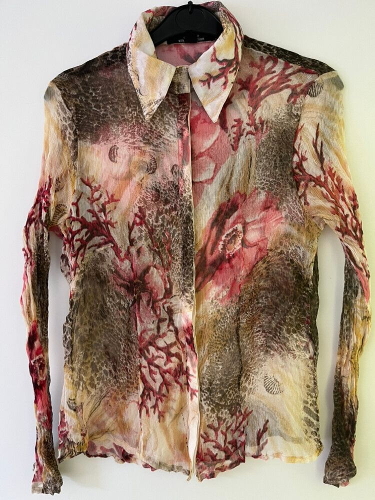 100% Silk Charade Collection Long Sleeve Button Up