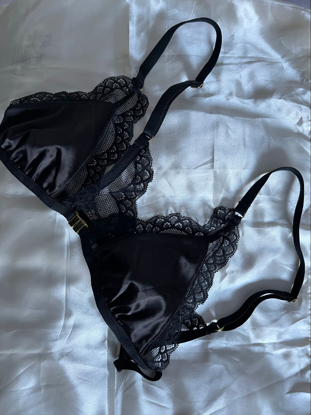 Black Lace Satin Bra
