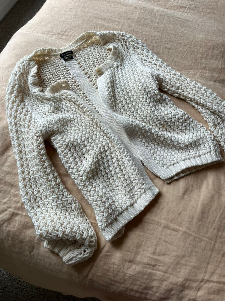 Massimo Dutti Italian Yarn Crochet Knit Cardigan