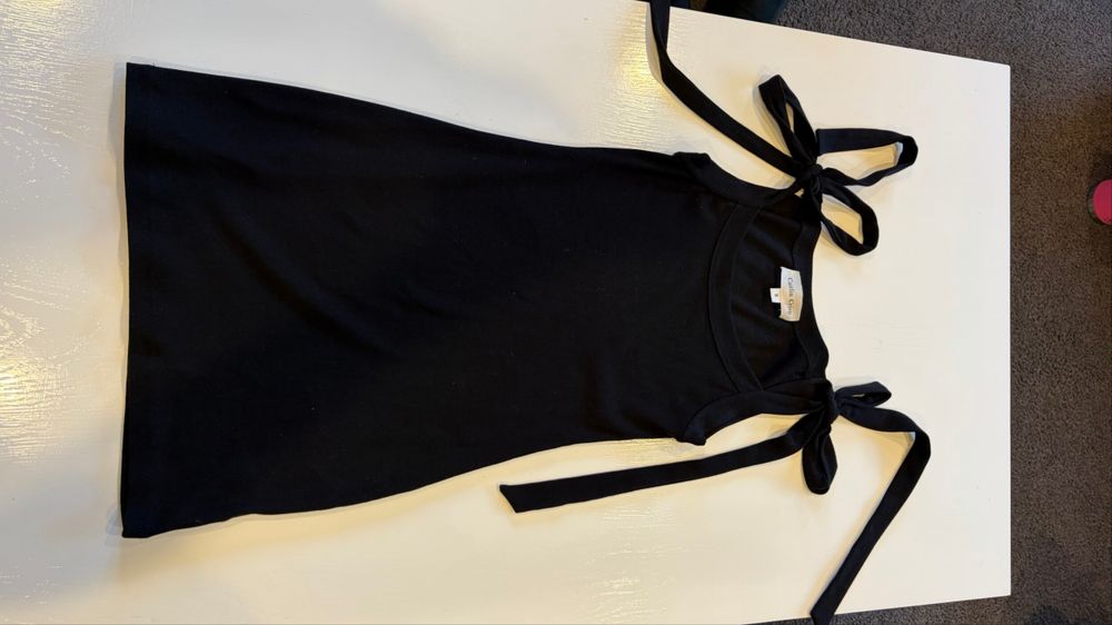 Caitlin Crisp Black Tie Shoulder Dress