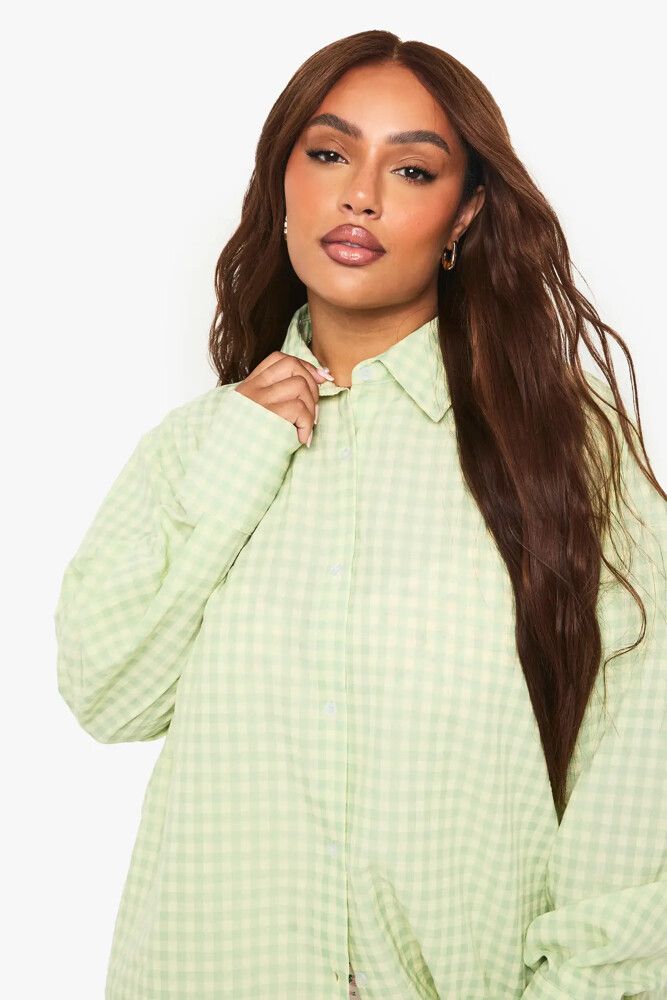 Boohoo Green Gingham Shirt