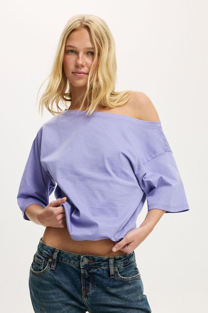 Cotton On Purple Off The Shoulder Tee