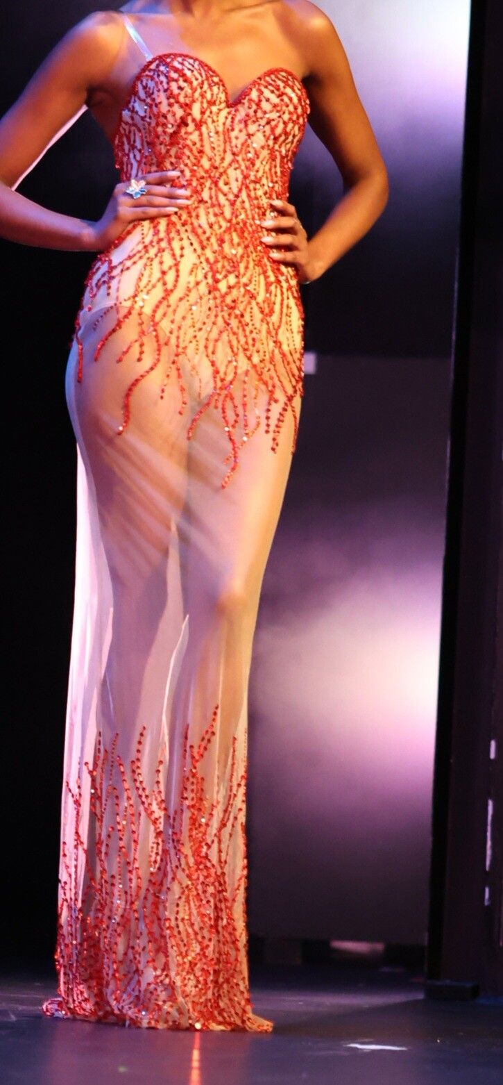 Beaded Strapless Maxi Dress on Designer Wardrobe
