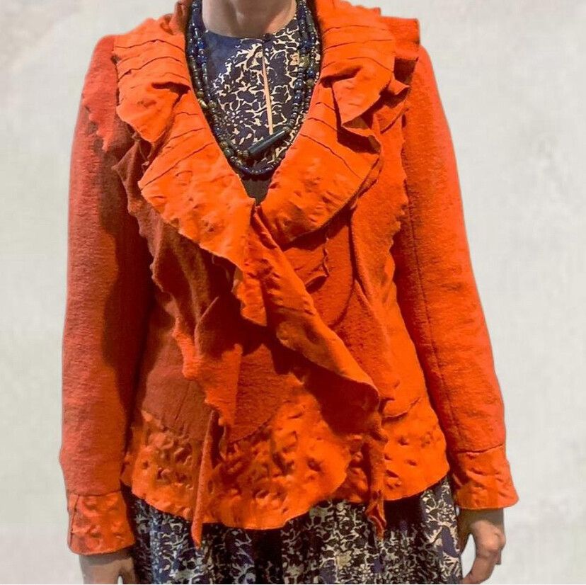 Vintage La Belle Histoire Burnt Orange Ruffle Coat
