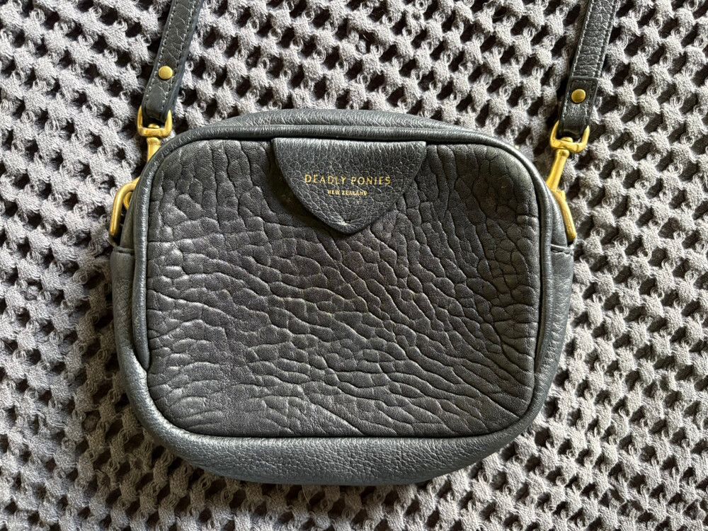 Deadly Ponies Black Leather Crossbody Bag