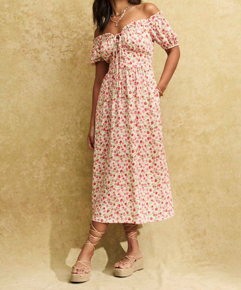 Genevieve Strawberry Midi Dress
