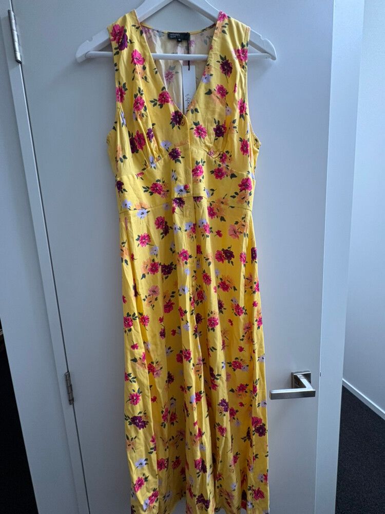 Yellow Floral Midi Dress