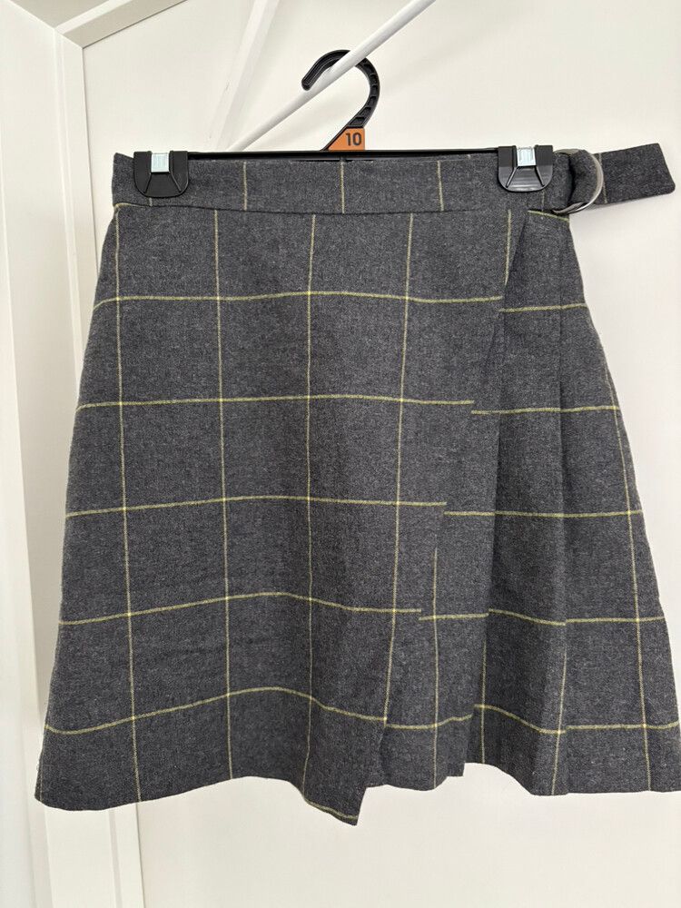 Grey Plaid Mini Skirt