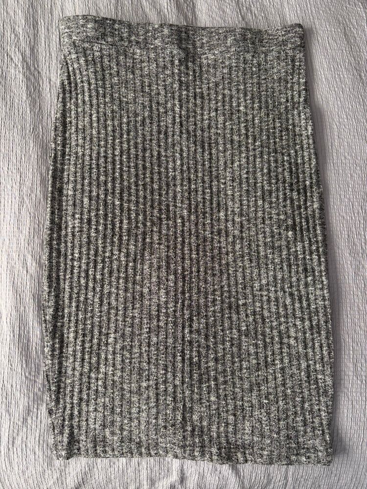 Grey Knit Midi Skirt