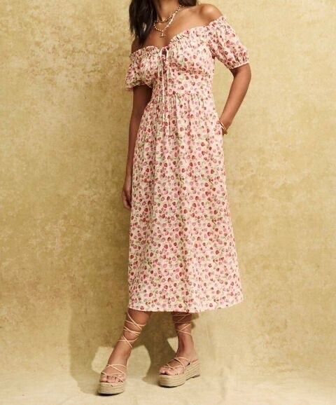 Genevieve Strawberry Midi Dress
