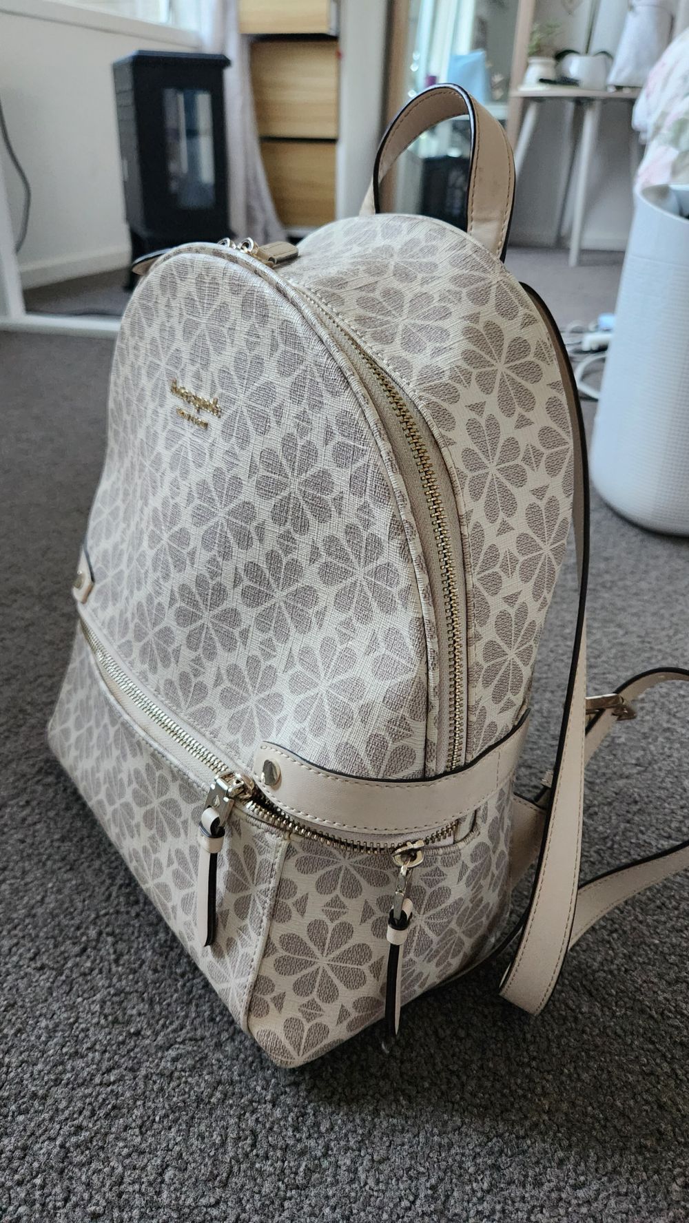 Kate Spade Beige Floral Backpack