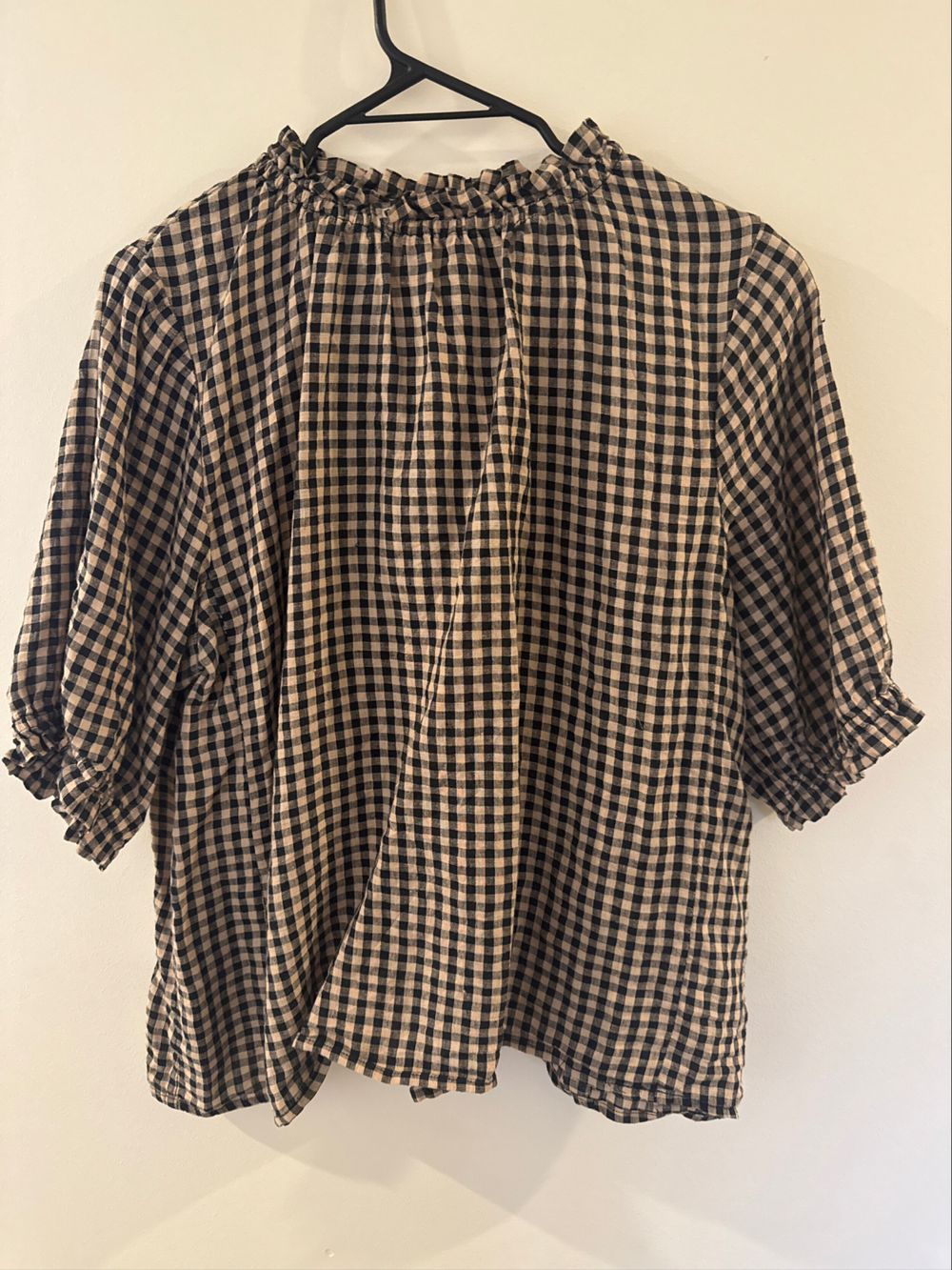 Max Black and Beige Gingham Blouse